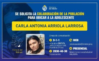 Solicitan colaboración para ubicar a la menor Carla Antonia Arriola Larrosa de 13 años