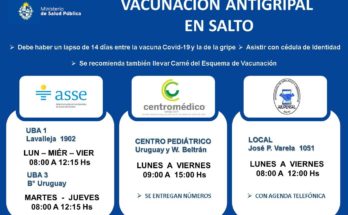 Vacunación antigripal en Salto Vacunación antigripal en Salto