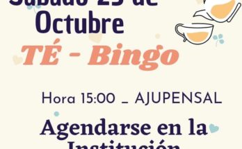 Té bingo en A.JU.PEN.SAL este sábado 23 de octubre