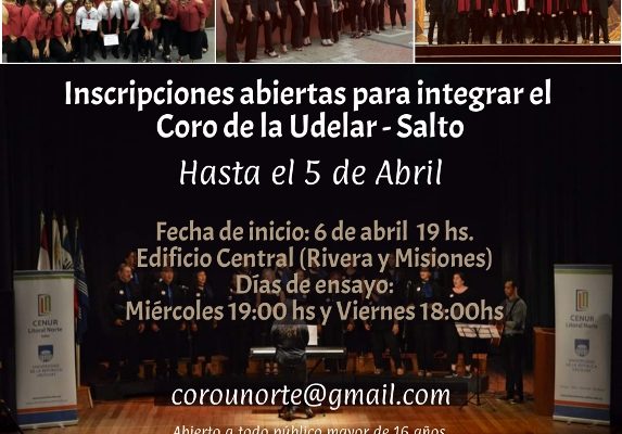 Inscripciones al Coro de  la sede Salto de la Udelar