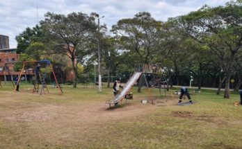 Intendente Lima y director de Servicios Públicos destacaron mejoras en la plaza San Martín