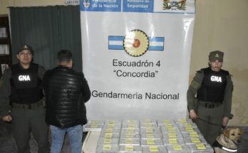 Concordia: Gendarmes evitan el traslado de 35 kilos de cocaína hacia la República Oriental del Uruguay