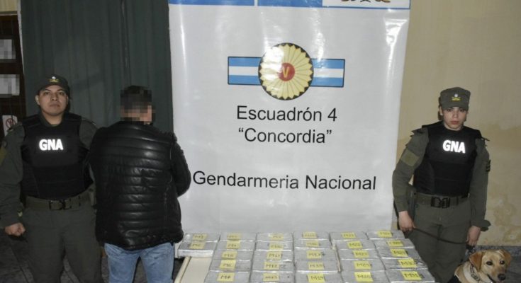 Concordia: Gendarmes evitan el traslado de 35 kilos de cocaína hacia la República Oriental del Uruguay