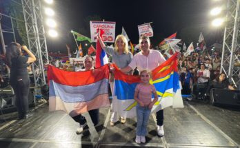 Multitudinario acto del Frente Amplio en la Plaza Treinta y Tres de Salto con la presencia de Cosse, Lima y Orsi