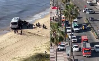 Ómnibus atravesó la rambla, terminó en la playa y hay lesionados de gravedad