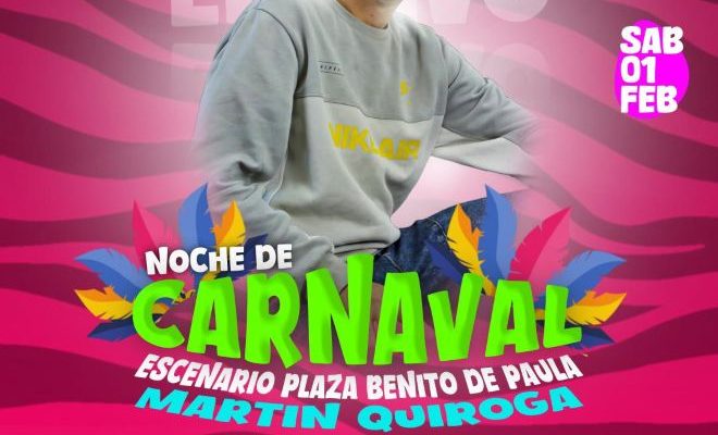 Este sábado noche de carnaval en la Plaza Benito de Paula en Salto Nuevo