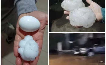 Tremendo: granizo de tamaño descomunal y lluvias copiosas castigaron varios departamentos