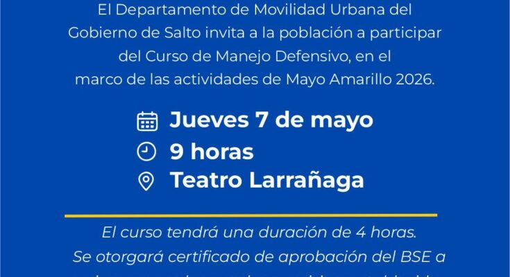 Invitación al Curso de Manejo Defensivo en el marco de Mayo Amarillo 2026