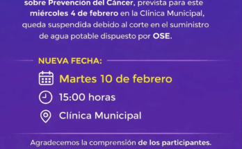 Reprograman charla sobre Prevención del Cáncer en la Clínica Municipal