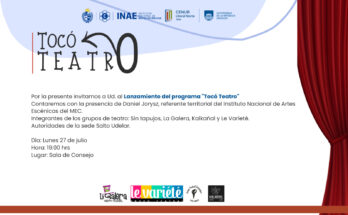 Lunes 27 se realiza el lanzamiento del Programa “Tocó Teatro” para estudiantes universitarios