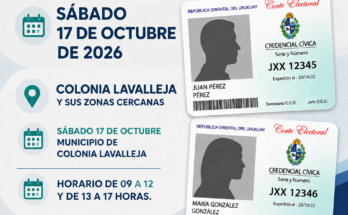 Oficina Inscriptora Móvil estará en Colonia Lavalleja el sábado 17 de octubre.