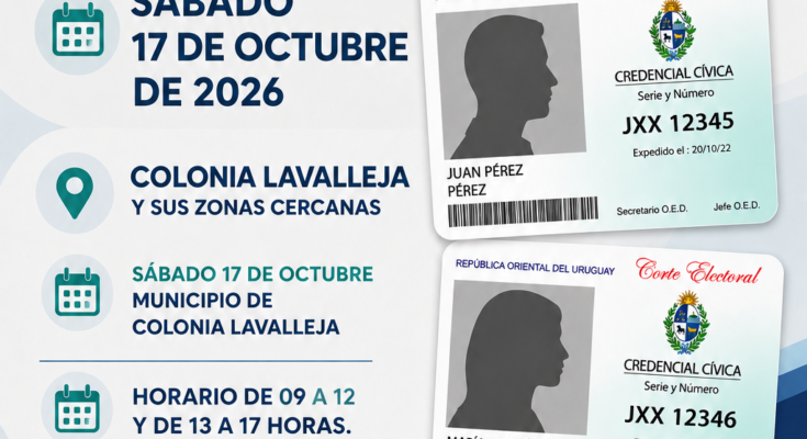 Oficina Inscriptora Móvil estará en Colonia Lavalleja el sábado 17 de octubre. Oficina Inscriptora Móvil estará en Colonia Lavalleja el sábado 17 de octubre.