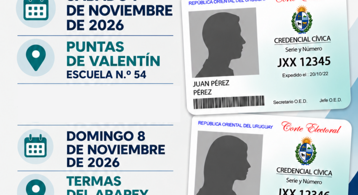 La Oficina Electoral Móvil atenderá el 7 y 8 de noviembre en Puntas de Valentín y Termas del Arapey
