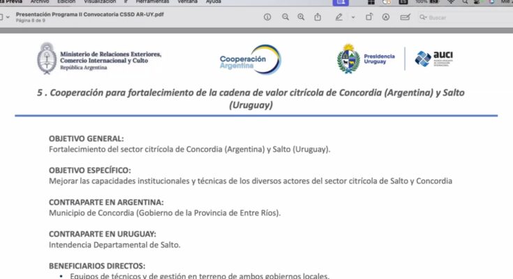 Salto presentó ante AUCI y Cooperación Argentina proyecto binacional seleccionado junto a Entre Ríos Salto presentó ante AUCI y Cooperación Argentina proyecto binacional seleccionado junto a Entre Ríos