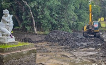 Avanzan los trabajos de limpieza y canalización del arroyo Sauzal y el lago del parque Benito Solari
