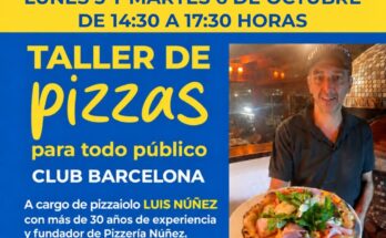 Taller de Pizzas en el Club Barcelona se posterga para el 5 y 6 de octubre