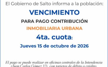El jueves 15 de octubre vence la cuarta cuota de la contribución inmobiliaria urbana