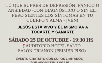 La Iglesia Evangélica Nueva Alianza invita a un Encuentro de Sanidad y Libertad